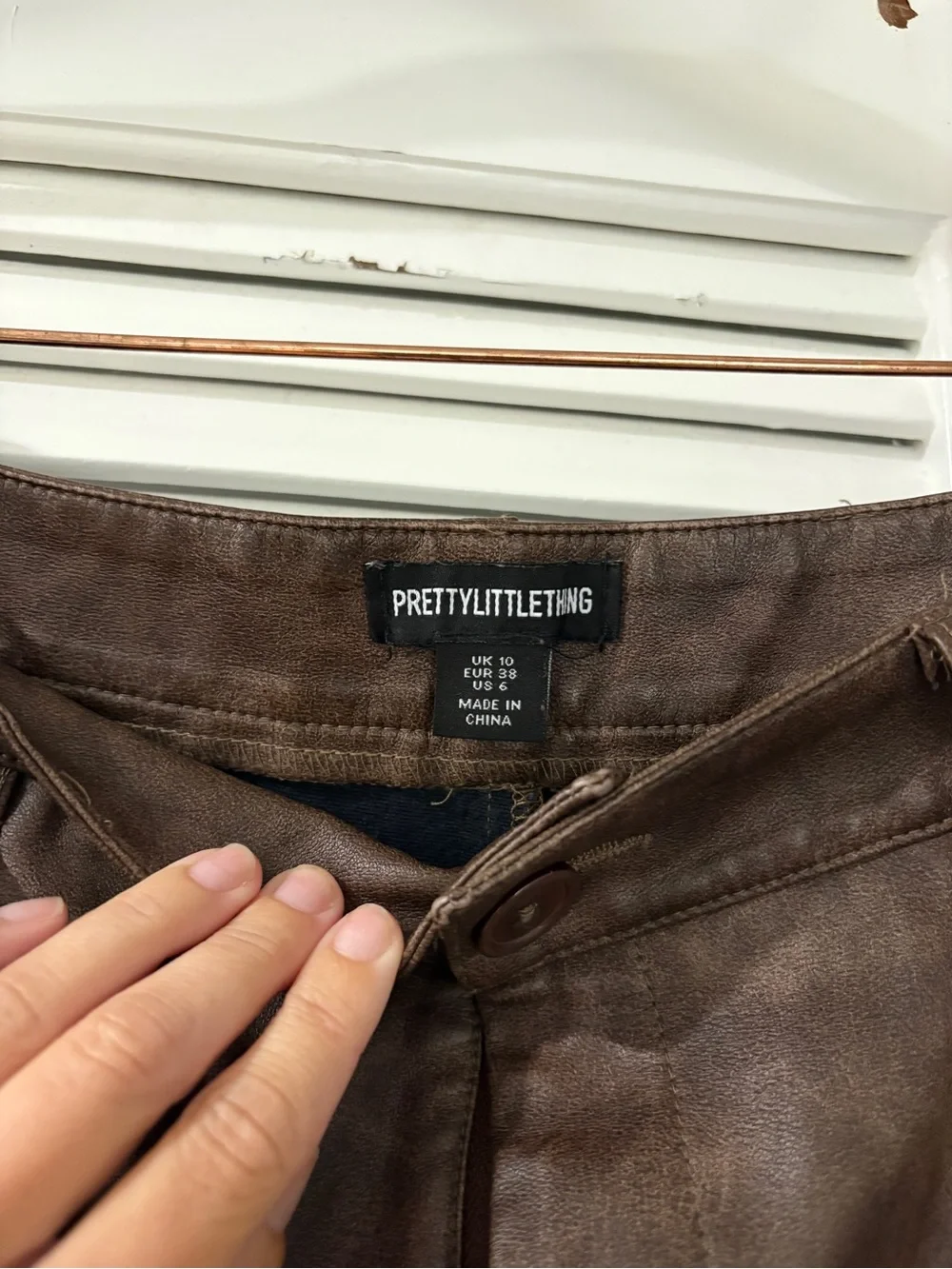Pretty Little Thing Brown Faux Leather Trousers